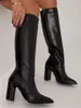 Bottes femmes hiver concepteur de luxe mode talons hauts grande taille chaussures fermeture éclair latérale élégant pointu dame genou 231026