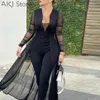 Women Fashion Elegant Long Sleeve Mesh Skinny Jumpsuits Formal Party Romper Sheer Jumpsuit Women's  Rompers312K