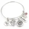 Whole Adjustable Expandable Wire Bangle Memorial MOM Charm Bracelet Wire Bangle Snap Button Bracelet for Family Memorial Mothe232i
