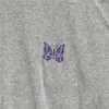 Sweats à capuche pour hommes Bonne qualité Aiguilles grises Mode Sweat à capuche Hommes 1: 1 AWGE Violet Stripe Broderie Papillon Femmes Pull Sweatshirts