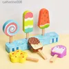 Cucine Gioca Cibo Bambino Simulazione in legno Ghiaccio Torta finta Cibo artificiale Cucina Gioco Decorazione della casa Prop per l'educazione prescolare GiocattoliL231026