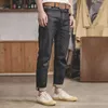 Herrenjeans Maden, farbiger Baumwolldenim, 138 Unzen, Vintage-Amekaji-Stil, roh, für Herren, mittlere Taille, Übergröße, Hose 501, Rot, Weiß, Selvedged, 231025