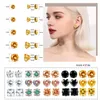 Boucles d'oreilles classiques rondes/cœur/carrées en acier inoxydable pour femmes, zircone cubique Dia 2/3/4/5/6/7/8mm, bijoux 32 couleurs