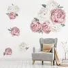 Wall Stickers Peony Rose Flowers Print Wallpaper Art Nursery Decals For Kids Living Room Interior Decoration Sticker 231026