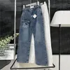 Lettre brodée Jeans Designer Femmes Denim Pantalons Mode Lâche Pantalon droit pour dame