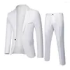 Men's Suits 1 Set Jacket Trousers Attractive Pure Color Slim Fit Formal Suit Male Men Lapel Blazer Pants For Wedding