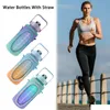 Water Bottles L Sports With St 2000 Ml Large Capacity Drinking Bottle Protective Sleeve Time Marker Leakproof 230303 Drop Delivery Hom Dhh4A