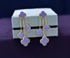 Nowe wysokiej jakości designerskie kolczyki biżuterii Złote i srebrne zielone kwiaty Kobiety mają pudełko do bezpłatnej dostawy