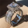 Bague de cour Vintage en argent sterling 925, coupe princesse, pierre cz 5A, bague de fiançailles, de mariage, bijoux pour femmes, cadeau 253B