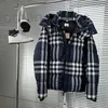 Mens Down Parkas designer BBR2023 new winter navy blue plaid down jacket with pattern for both men and womens high-end luxury GR8T