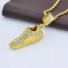 Sautoirs en acier inoxydable cristal zircon corde chaîne hip hop hommes femmes chaussure de basket-ball sport pendentif collier bijoux goutte 231025