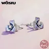 WOSTU 925 en argent Sterling Mini pensée boucles d'oreilles émail dégradé violet Zircon fleurs boucles d'oreilles pour les femmes fête anniversaire cadeau YQ231026