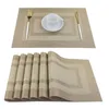 الحصير الجدول 1pc لون الصلب PVC placemat مستطيل مزدوج الإطار حصيرة العزل العزل المنزل الحد الأدنى ديكور لوازم المطبخ