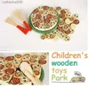 Kitchens Play Food Wooden Pizza Play Food Set Pretend Food And Pizza Cutter Toy For Kids Ages 3+L231026