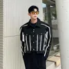 Men's Jackets Mens Contrast Color Loose Short Jacket Autumn 2023 Hip Hop Fashionable Korean Lapel Couple Coat Handsome Streetwear Male