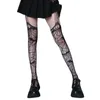 Sexy Socks Gothic Bat Long Sexy Fishnet Stockings Women Harajuku Emo Alternative Mesh Bat Tights Lingerie Skin Thigh High Garters Hosiery 231025