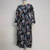 Women's Plus Size T Shirt Floral Print Full Sleeve O Neck Maxi Long Bohemian Dresses For Women 231025