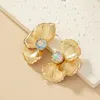 Stud Earrings Korean Style Vintage For Women High Grade Symmetrical Flowers Light Luxury Temperament Gemstone Jewelry Ear Nails