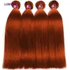 レースオレンジジンジャーオンブル色の骨sraightバンドルブラジルの髪織り3 4 PCS HumanDouble Draw 231025