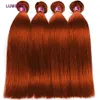 Kant Oranje Gember Ombre Gekleurde Bone Sraight Bundel Braziliaans Haar Weave 3 4 STUKS Menselijk Dubbel Trekken 231025