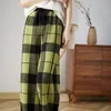 Calças femininas beliarst outono/inverno 2023 roupas merino lã de malha cinto elástico grande xadrez pernas largas M-8167