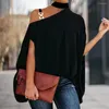 Women's Blouses Casual Top Plus Size Lady Blouse High Collar Cloak Design Trendy Batwing Sleeve For Daily Wear