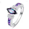 Anneaux de mariage Forme spéciale Marquise Brillant Violet CZ Prong Setting Mode Cocktail Party pour les femmes Taille 6-10 Lots entiers Bulk222f