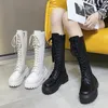 Boots Chunky Platform Punk Women Thick Bottom Knee High Woman Autumn Winter Fashion PU Leather Motorcycle Botas Mujer 231026