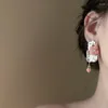 Boucles d'oreilles pendantes Minar tendance couleur rose acrylique brin goutte pour femmes plissé argent plaqué métallique irrégulier fleur pétale boucle d'oreille