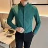 Camicie eleganti da uomo Camicia con colletto alla coreana Uomo Autunno Solid Manica lunga Slim Fit Camisa Social Masculina Casual Uomo 5XL-M