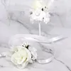Fleurs décoratives Corsage fleur artificielle fait à la main multicolore anniversaire décorations boutonnière mariée unisexe polyvalent