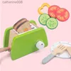 Kitchens Play Food Children's Wooden Simulation Toaster Salad Vegetable Kitchen Toys Boys and Girls Play House Cooking Kitchen SetL231026