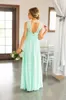 2023 Mint Green Lace Top Chiffon Skirt Country Bridesmaid Dresses Long Cheap Beach Backless Floor Length Wedding Party Gown