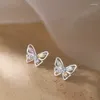 Studörhängen 925 Sterling Silver Colorful Zircon Butterfly For Women Birthday Party Fashion Fine Jewelry BSE807