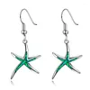 Dangle Earrings Luxury White Blue Green Opal Starfish Cute Animal Sea Star Drop For Women Vintage Silver Color