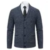 Pulls pour hommes Mode pour l'hiver Casual Chaud Slim Fit Col V Cardigan tricoté Tops Hommes Père Vêtements