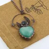 Pendant Necklaces Retro Soldered Natura Raw Blue Turquoises Stone Necklace For Women Men Vintage Bohemia Jewelry