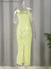 Basic Casual Dresses Yellow Lace See Through Suspenders Dresses Sleeveless High Waist Slim Wrap Hip Dress Women 2023 Summer Sexy Party Club Vestidos T231026