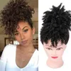 High Puff Kinky Curly Syntetyczny z Bangs Ponytail Włosy przedłużenie sznurka krótkie afro kucyk