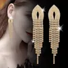 Charm SINLEERY Mix Styles Long Tassel wedding accessories Yellow Gold Color Full Zirconia Bridal Earrings For Women Jewelry ES011 231025