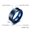 Meaeguet Trendy 8MM Blue Tungsten Carbide Ring For Men Jewelry Black Carbon Fiber Wedding Bands USA Size S18101607269w