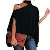 Women's Blouses Casual Top Plus Size Lady Blouse High Collar Cloak Design Trendy Batwing Sleeve For Daily Wear