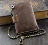 Wallets Men's Biker's Many Card Solt Genuine Leather Wallet With 50 Cm Long Chain