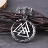 Nooit vervagen mannen roestvrijstalen Viking zelfverslinder Ouroboros Valknut amulet draak hanger ketting met Vikings houten kist Neckl222H