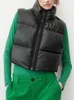 Gilet da donna in ecopelle piumino da donna caldo inverno autunno colletto alla coreana cappotto corto con zip gilet imbottito da donna gilet casual vintage