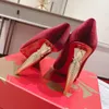 Модельер Высококачественный женский красный каблук Высокие каблуки Роскошная кожаная подошва Босоножки с позолоченным скипетром и бриллиантами 0-12 см свадебные вечерние туфли H2068