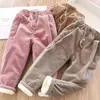 Trousers Girls Warm Pants 2023 Children Thicken Leggings Cotton Corduroy Fleece Baby Girl Winter For Kids1-5Years