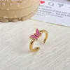 Fashion Silver Gold Rings For Girls Enmael Colorful Butterfly Knuckle Finger Ring For Women Open Size Vintage Adjustable Ring