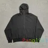 Erkek Hoodies Yıkama Su Siyah Gri Uzak, Archive Maske Fermuarı Hoodie Erkek Kadınlar Düz Renk Çok yönlü Sweatshirt