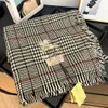 Knit Scarf Set For Men Women Winter Wool Fashion Designer Cashmere Shawl Ring Luxury Plaid Check Cotton Scarf Double sided color cashmere brown 1025005